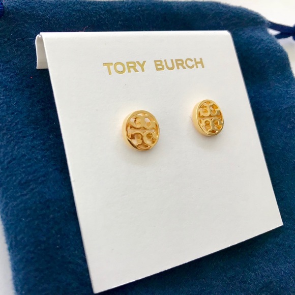 Tory Burch Gold Tone Logo Stud Earrings BRAND NEW - Picture 4 of 6
